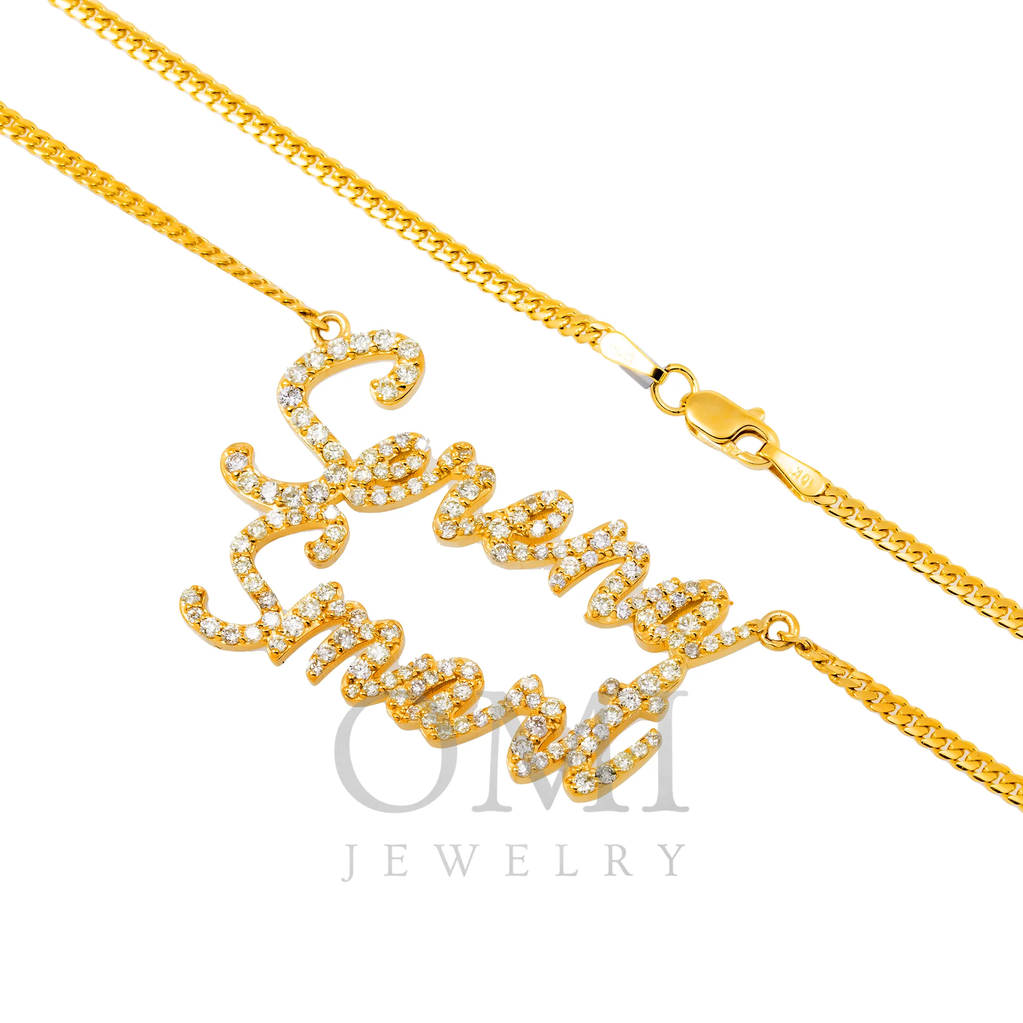 10K YELLOW GOLD DIAMOND CUSTOM NAME NECKLACE 1.15 CT