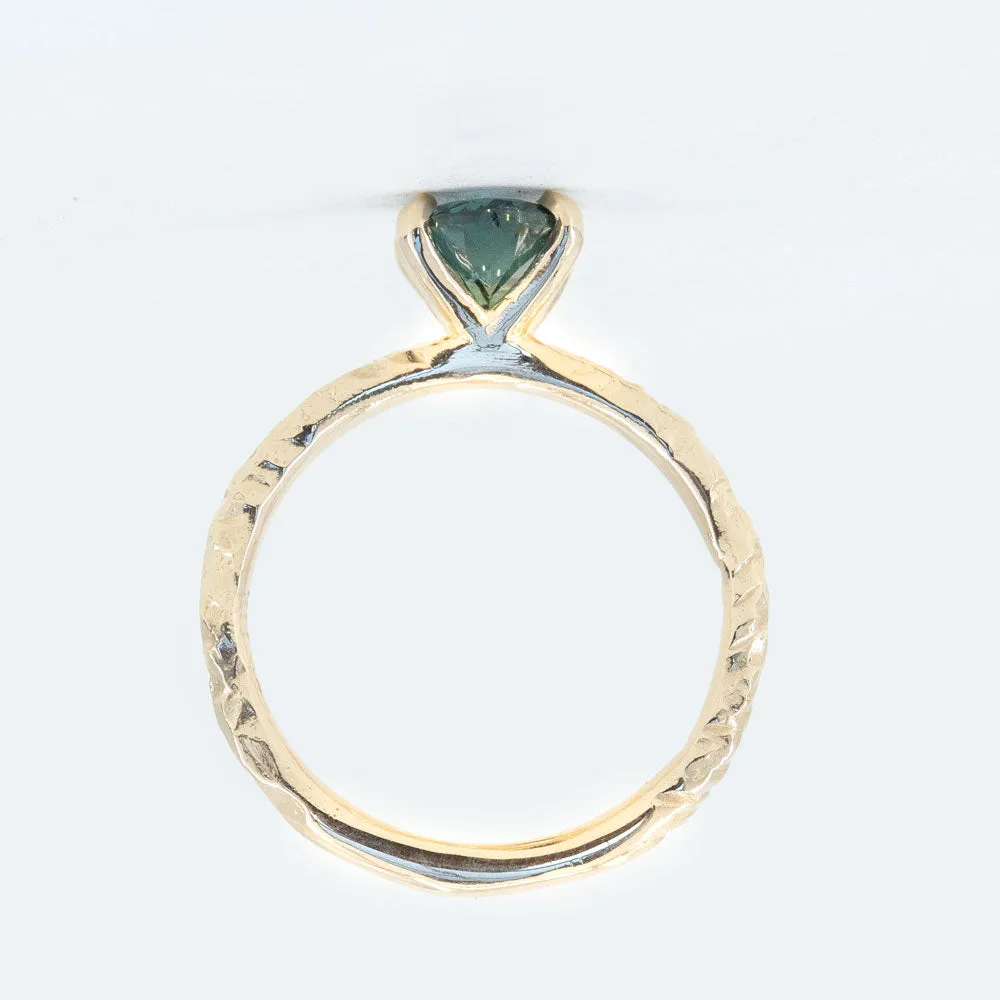 1.40ct Nigerian Blue Oval Sapphire Evergreen Solitaire Ring in 14k Yellow Gold