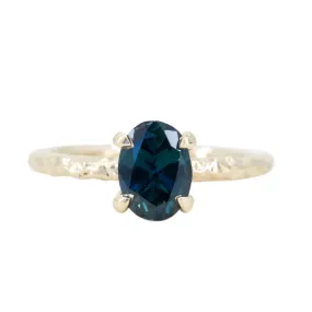 1.40ct Nigerian Blue Oval Sapphire Evergreen Solitaire Ring in 14k Yellow Gold