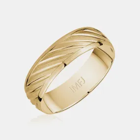 14K Diagonal Polished Lines Wedding Band