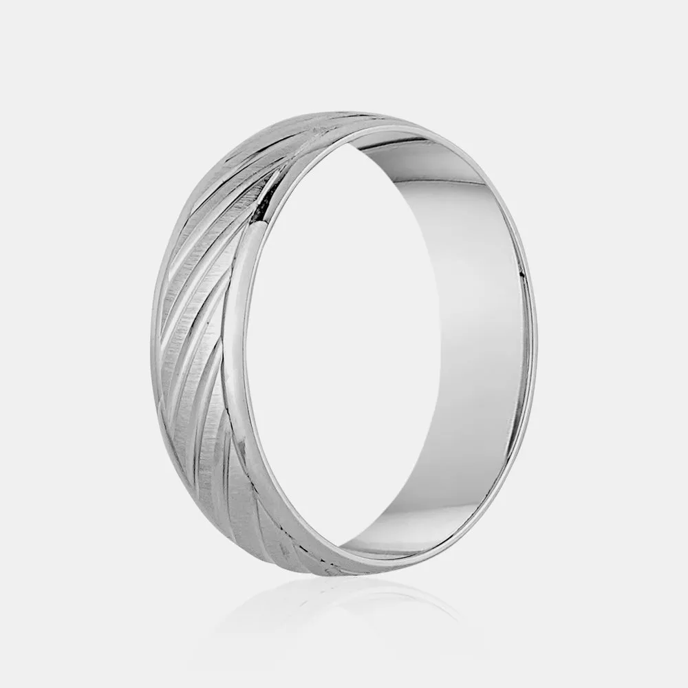 14K Diagonal Polished Lines Wedding Band