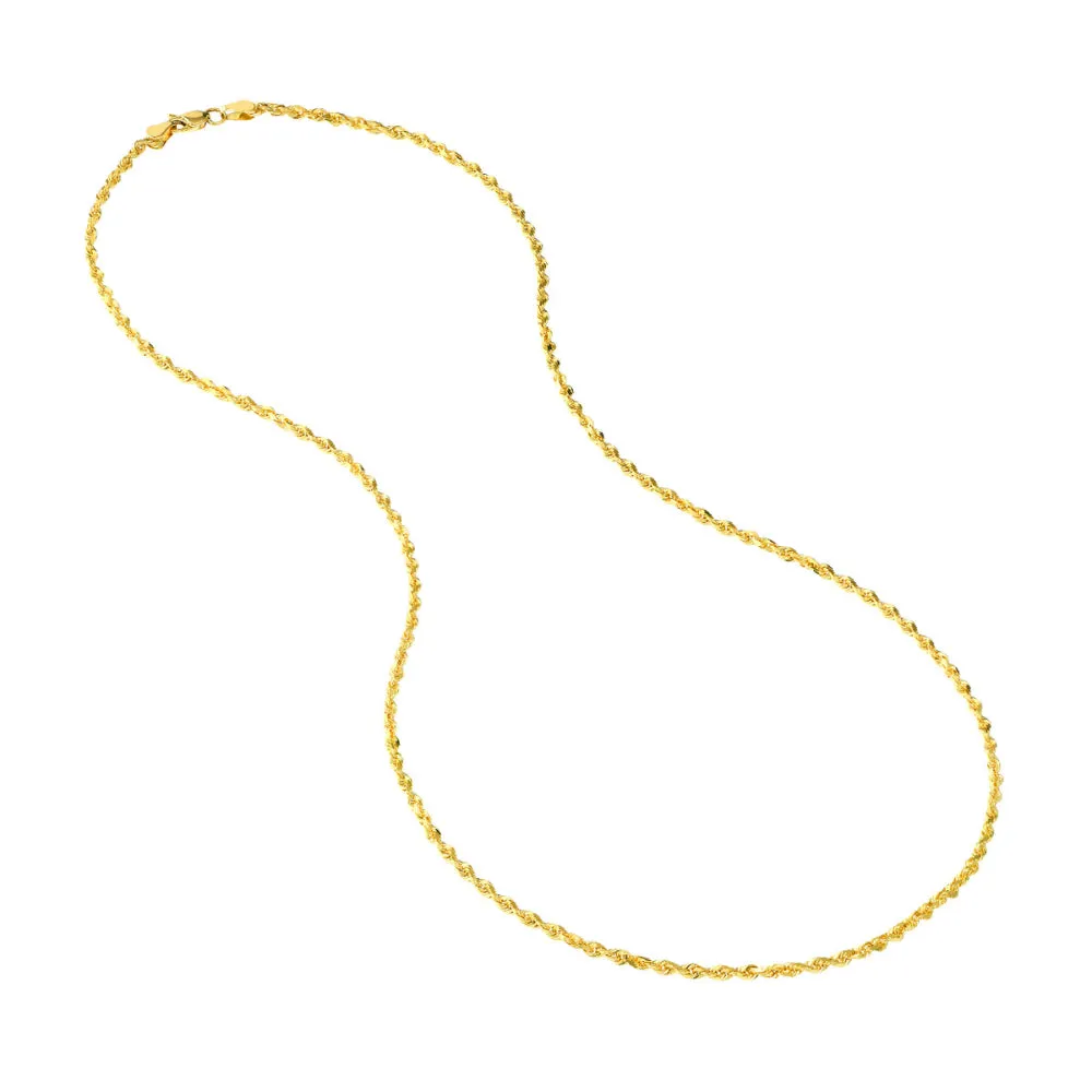 14k Gold 2.5mm Diamond-Cut Rope Chain