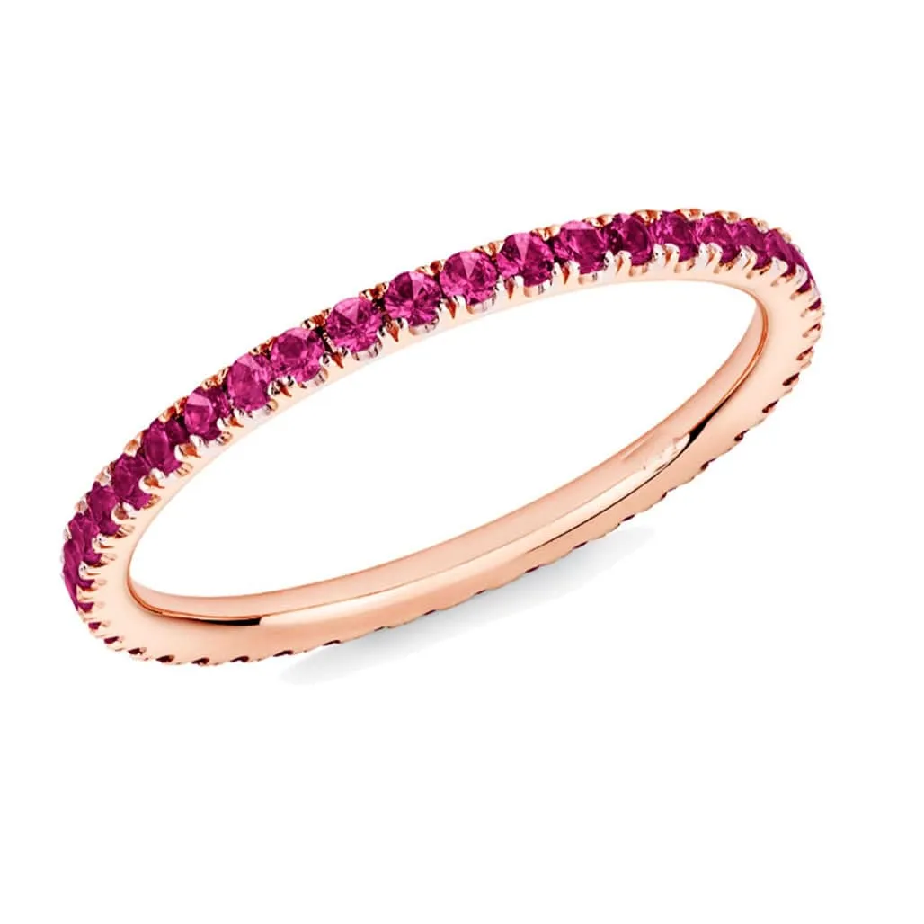 14K Gold and Red Ruby Eternity Stacking Rings