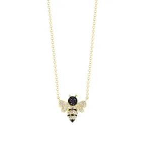 14k Gold Bumblebee Diamond Necklace