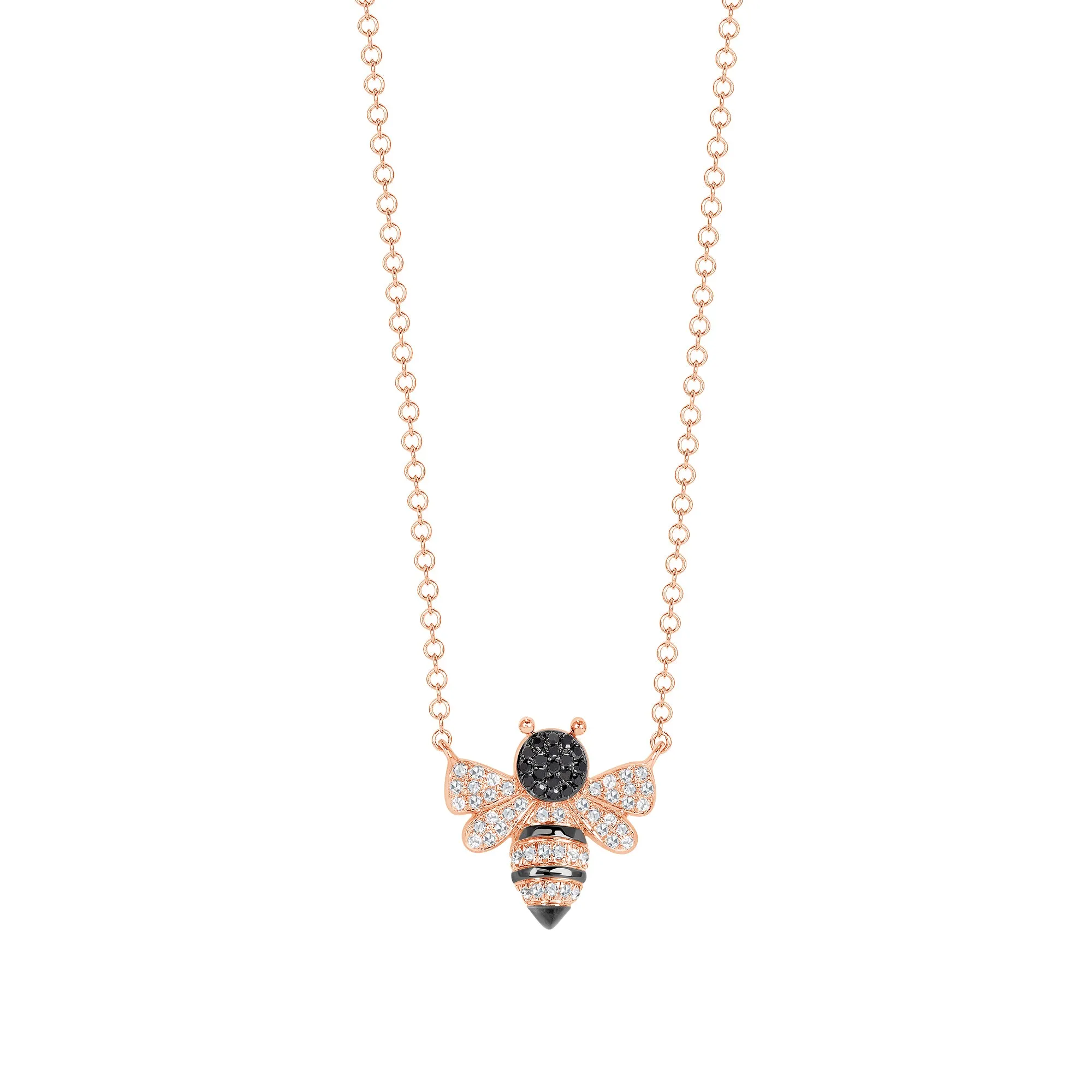 14k Gold Bumblebee Diamond Necklace