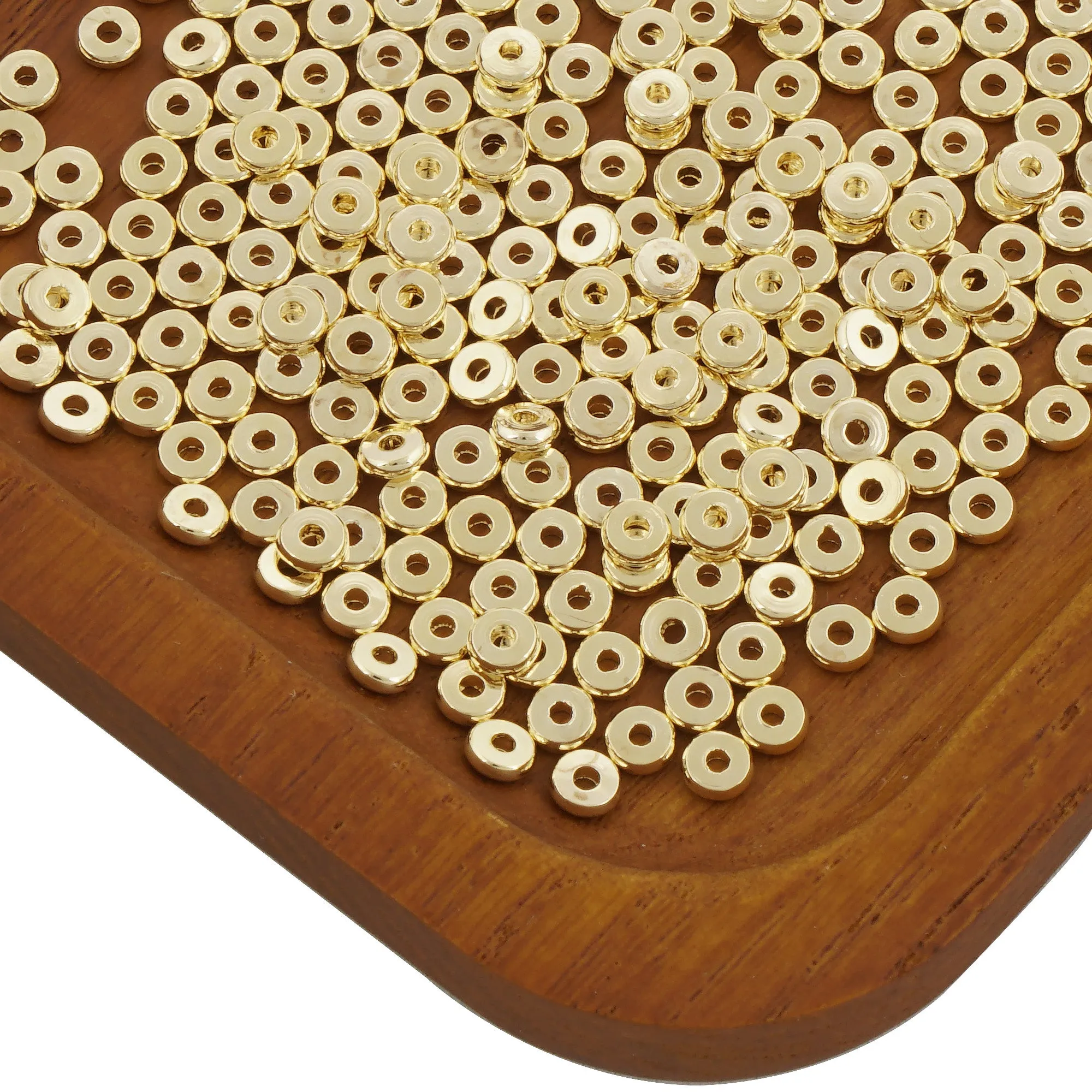 14k Gold Filled Flat Spacer Beads - Coin Disk and Disc Styles in 4mm, 5mm, 6mm Sizes