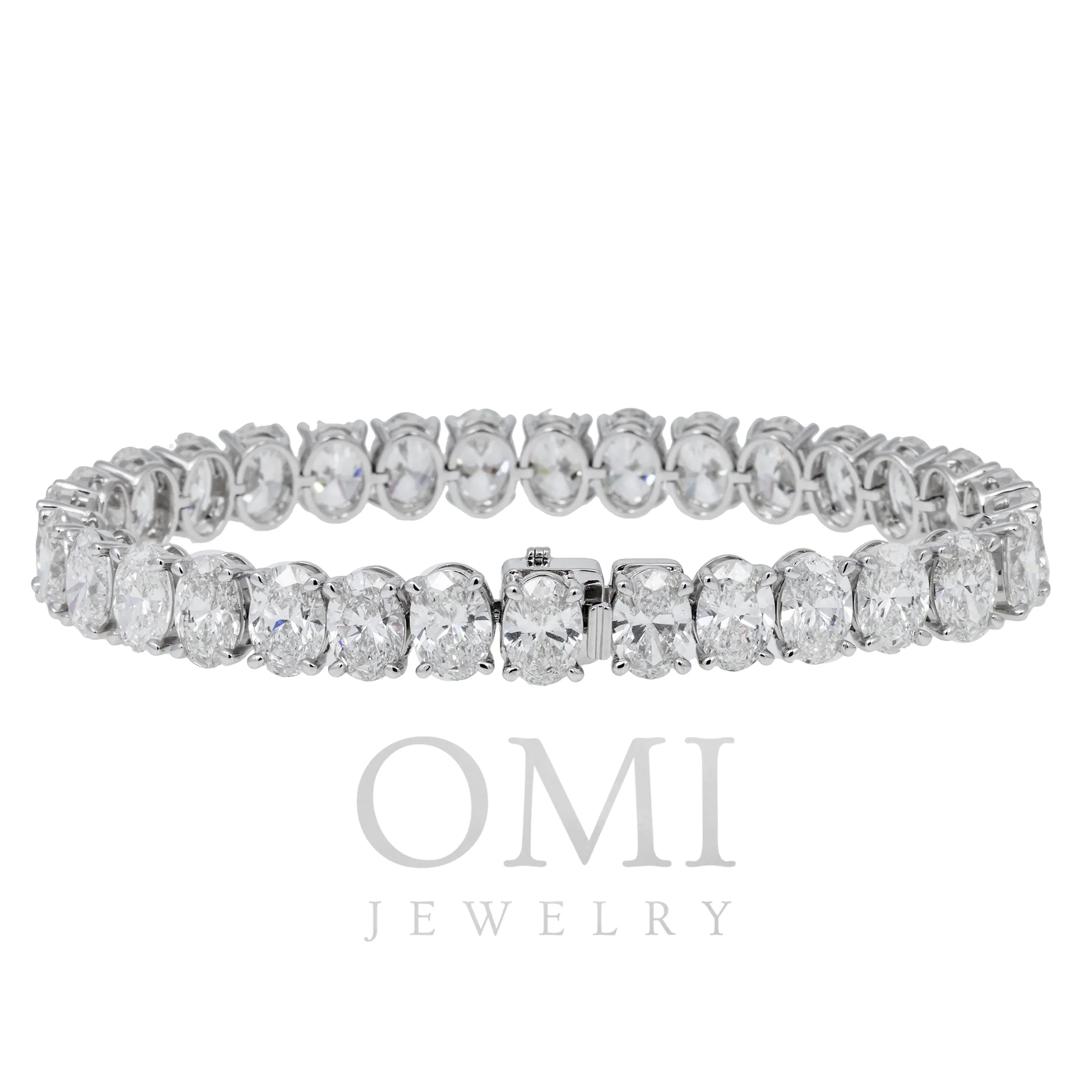 14K GOLD OVAL LAB DIAMOND TENNIS BRACELET 31.84 CT