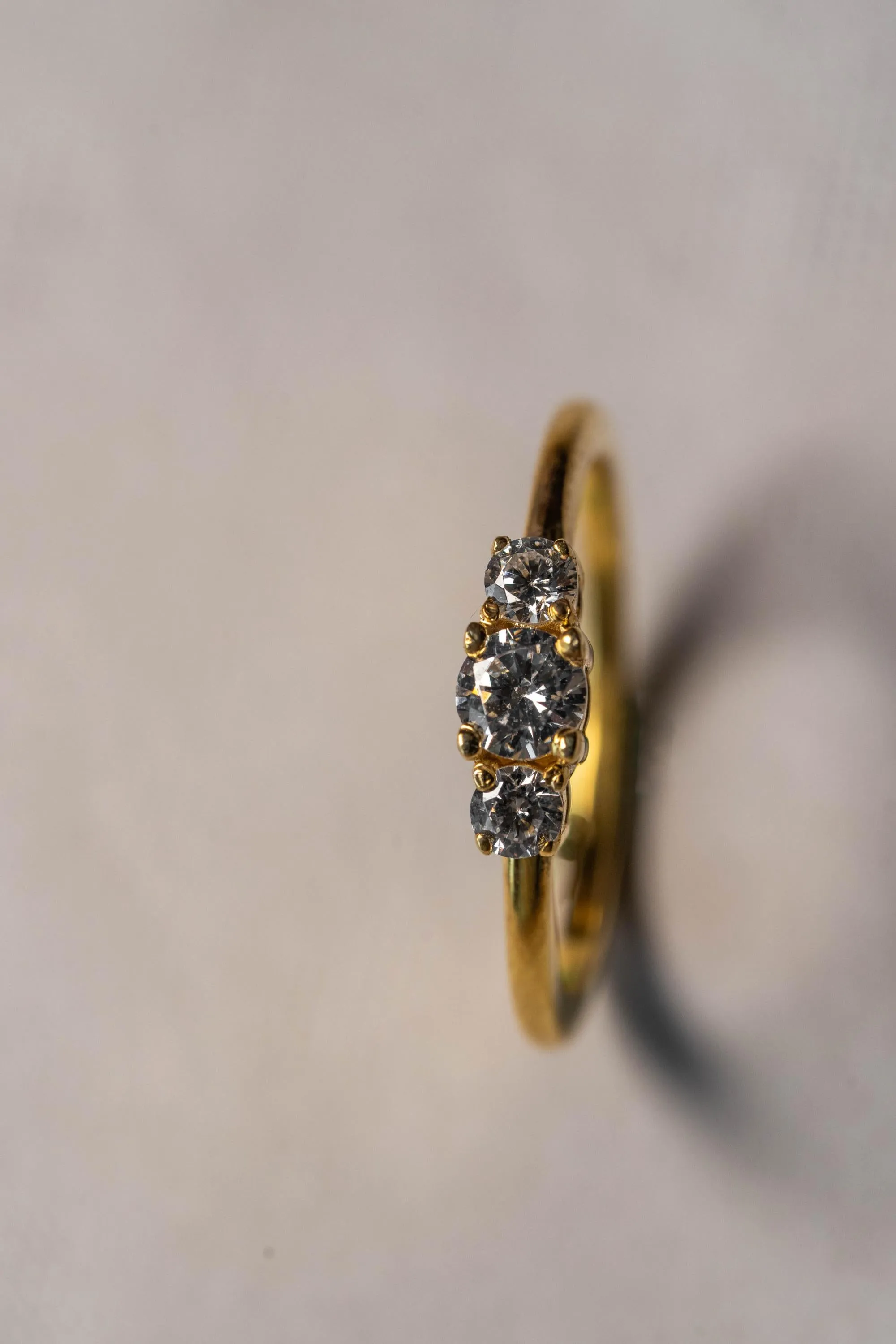 14k Solid Gold ,Three Stone 0.250 ct Lab Grown Engagement Ring