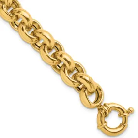 14K Yellow Gold 10.6mm Rolo Bracelet 7.5 Inch