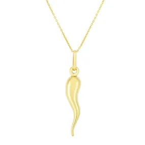 14k Yellow Gold Flame Pendant Necklace, 18