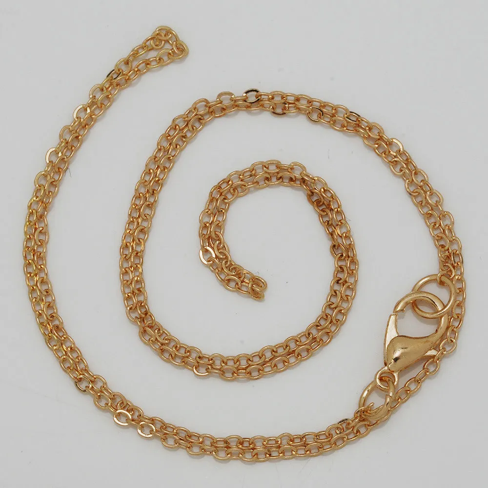 1.5mm brass Chain Necklace for Pendants Length 18 Bulk Chain with lobster clasp Craft Supplies Findings Rose Gold 20PCS