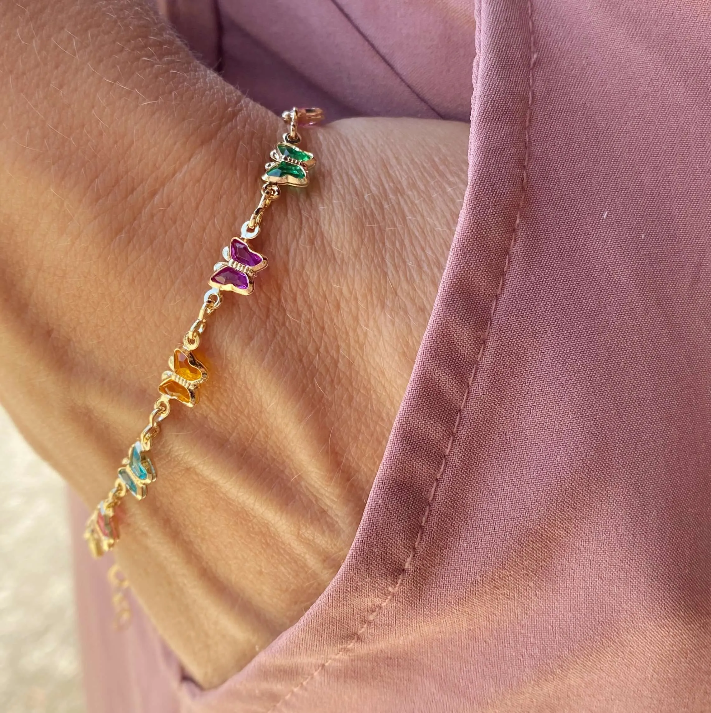 18k Gold Filled Colorful Butterflies Bracelet