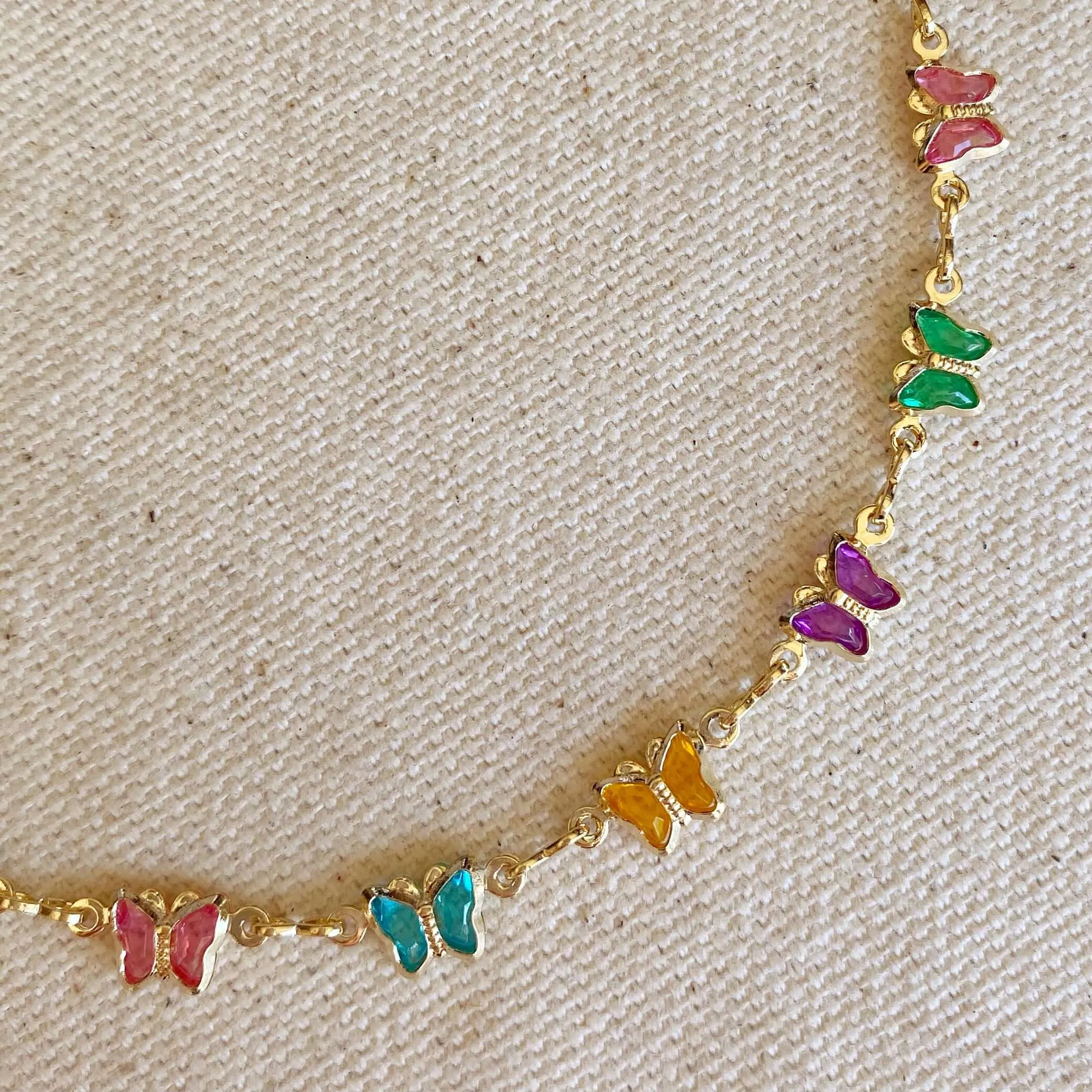 18k Gold Filled Colorful Butterflies Bracelet