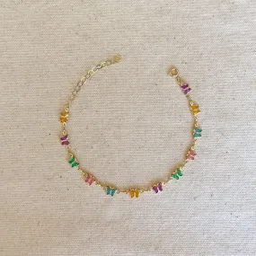 18k Gold Filled Colorful Butterflies Bracelet