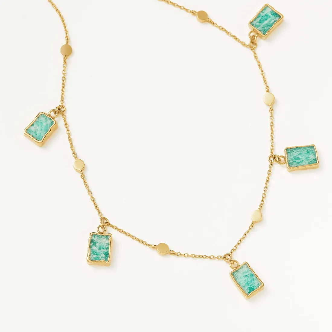 18K Gold Plated Amazonite Charm Choker