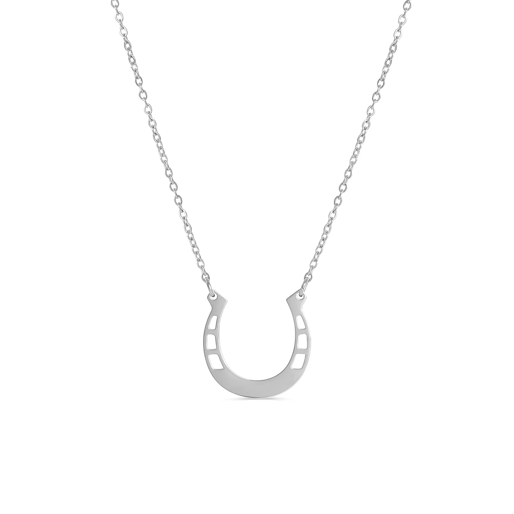 18" Engravable Stainless Steel Horseshoe Necklace / SBB0333