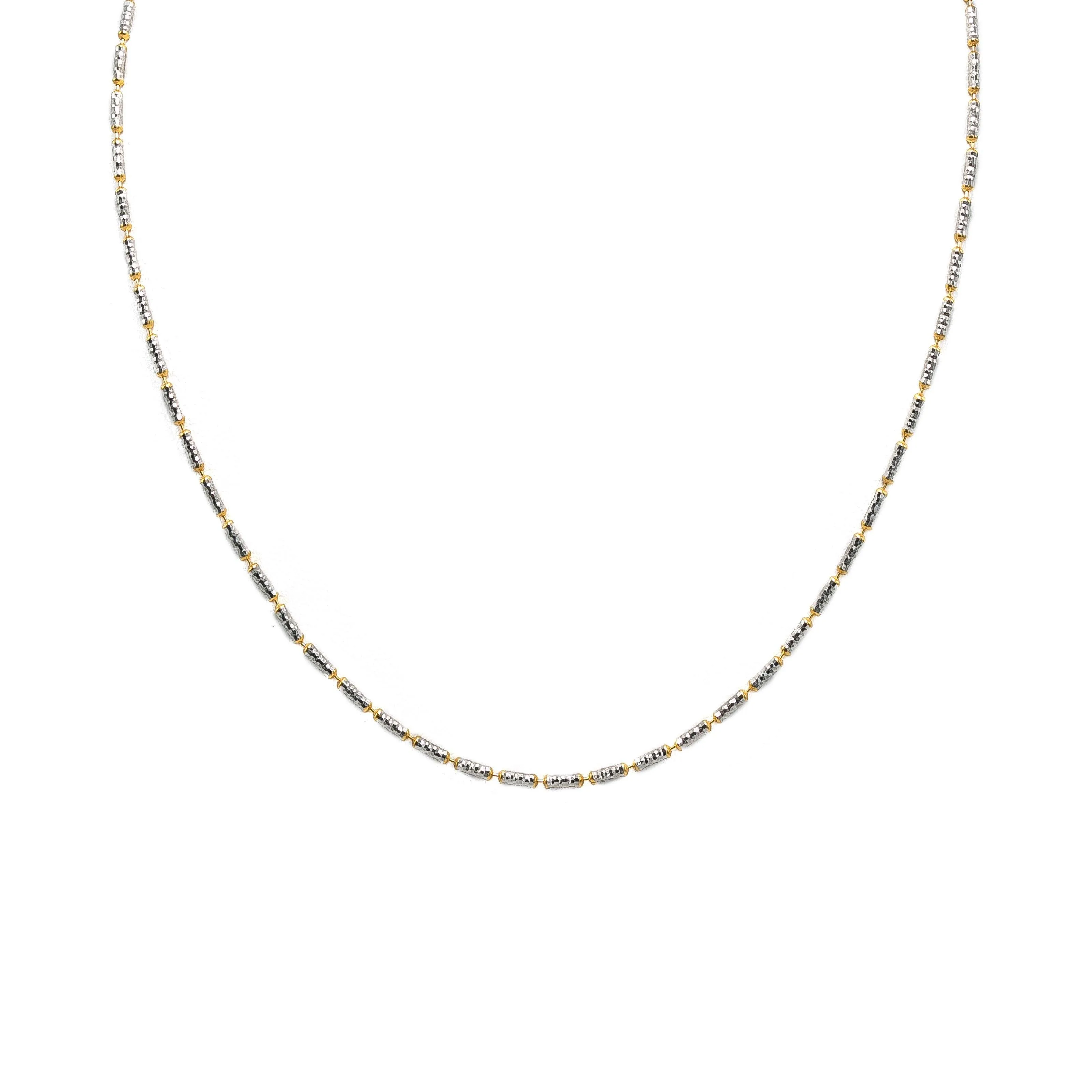 22K Multi Tone Gold Chain W/ Long Textured Beads