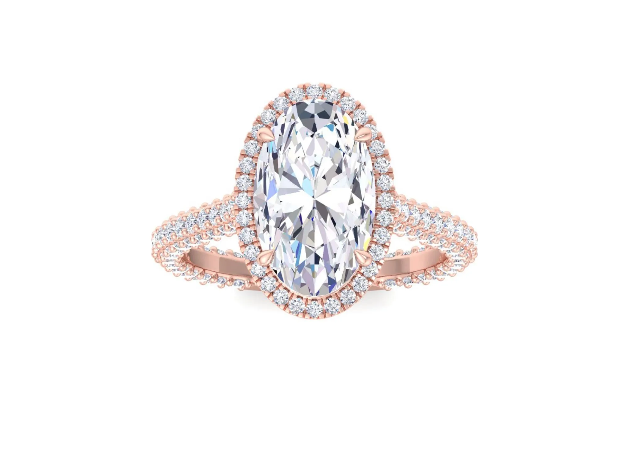 6.15 CT Halo Oval Moissanite Engagement Ring