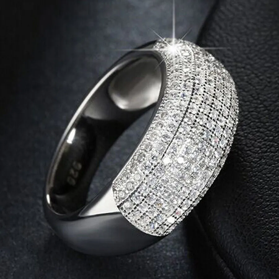 925 Created White Sapphire Micro-Pave Anniversary Band Ring