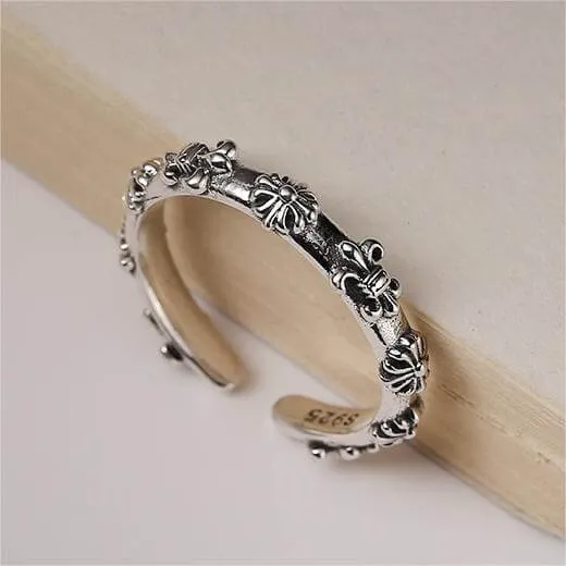 925 Sterling Silver Cross Vintage Plain Ring