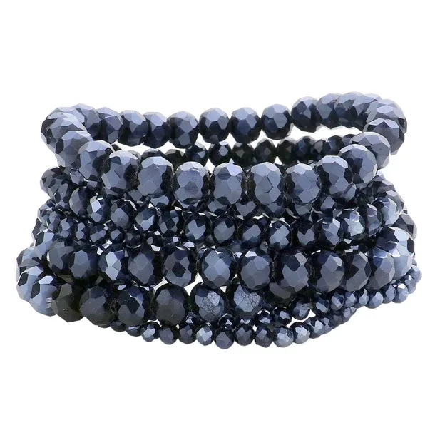 9PCS Faceted Bead Stretch Bracelets