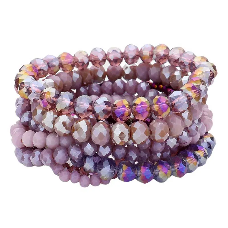 9PCS Faceted Bead Stretch Bracelets