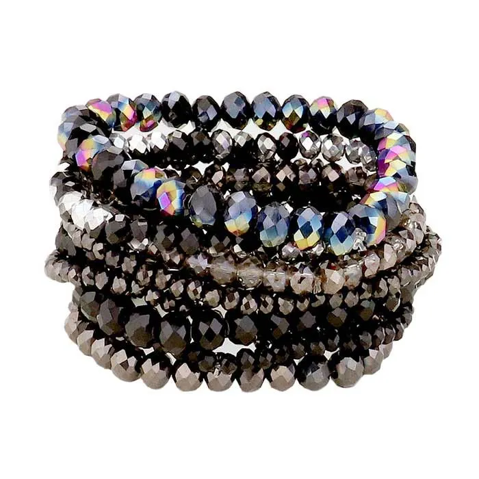 9PCS Faceted Bead Stretch Bracelets