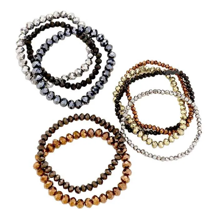 9PCS Faceted Bead Stretch Bracelets