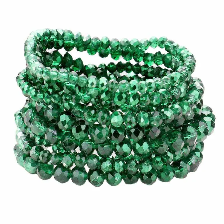 9PCS Faceted Bead Stretch Bracelets