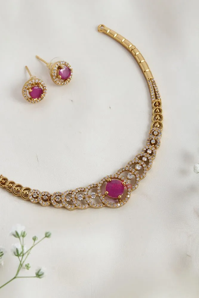 AD Stone Ruby Hasli Choker