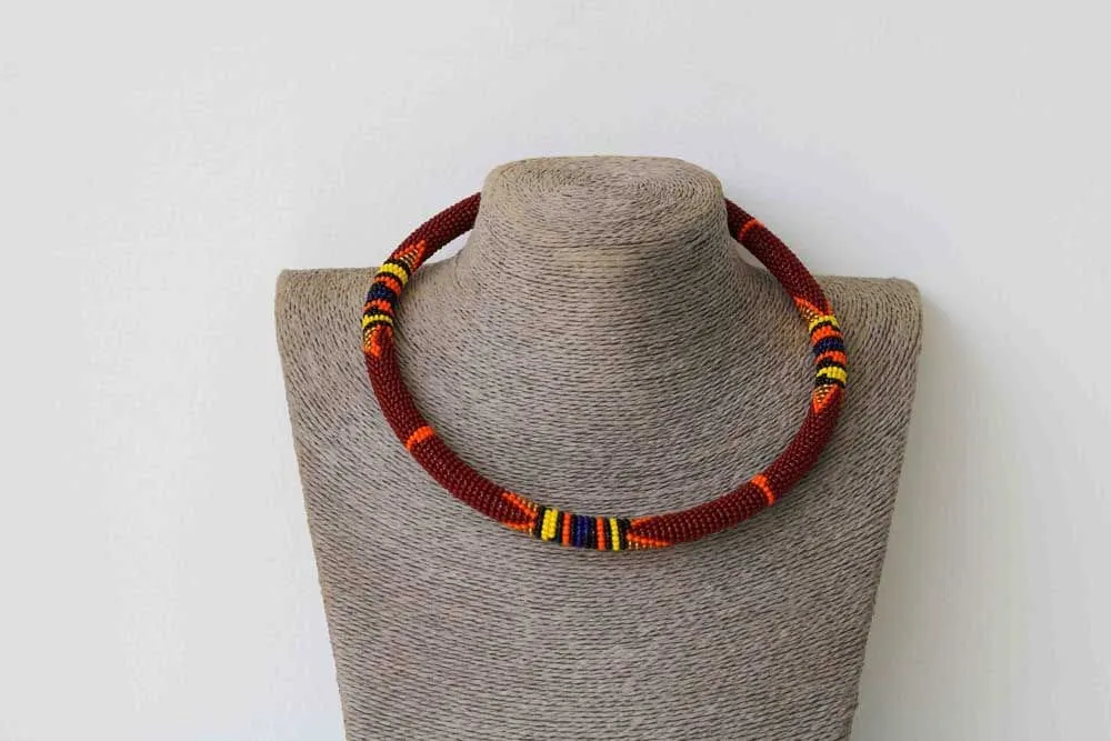 African beaded necklace, Statement necklace, Beaded Necklace for women, Moms gift, Christmas Gift for her, Zulu beaded necklace