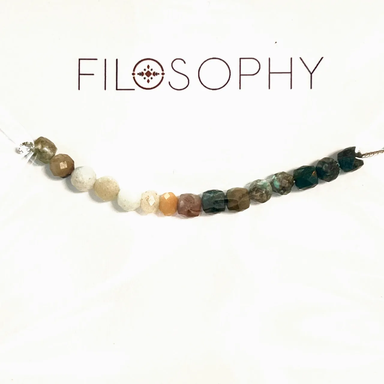 Amazonite & Ocean Jasper Neutral Tones Adjustable Slide Chain Gemstone Necklace