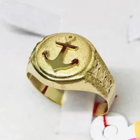 Anchor Round Men’s Ring 18K Gold