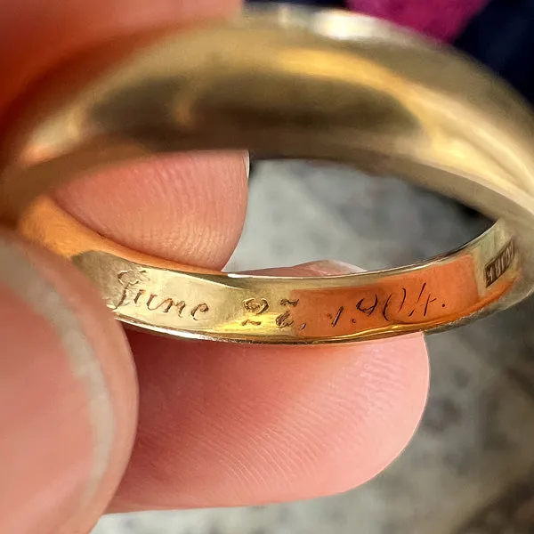 Antique Gold Wedding Band Ring, 1904 Size 6 1/2