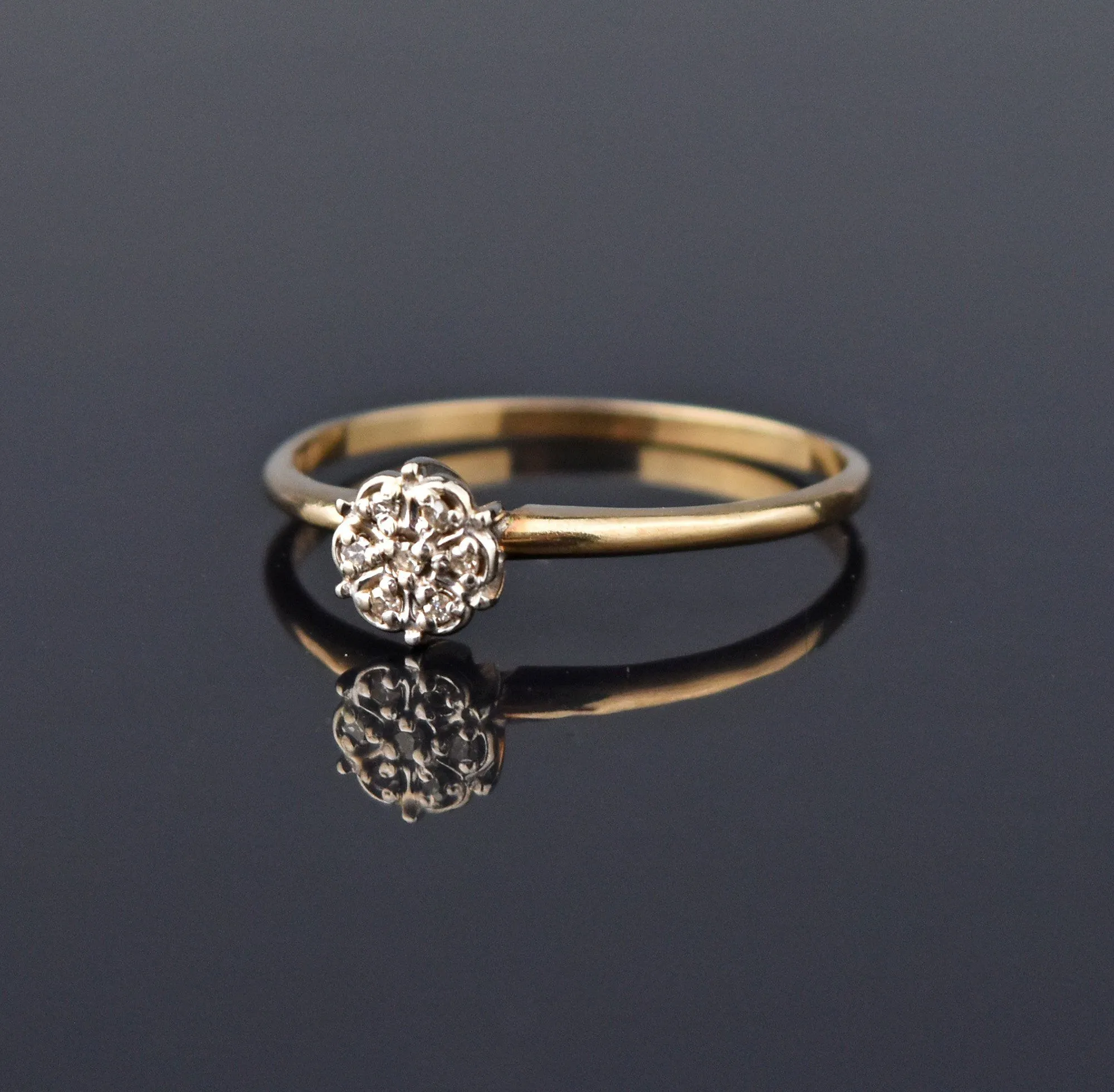 Art Deco Diamond Daisy Gold Engagement Ring