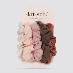 Assorted Textured Scrunchies 5pc Set - Terracotta