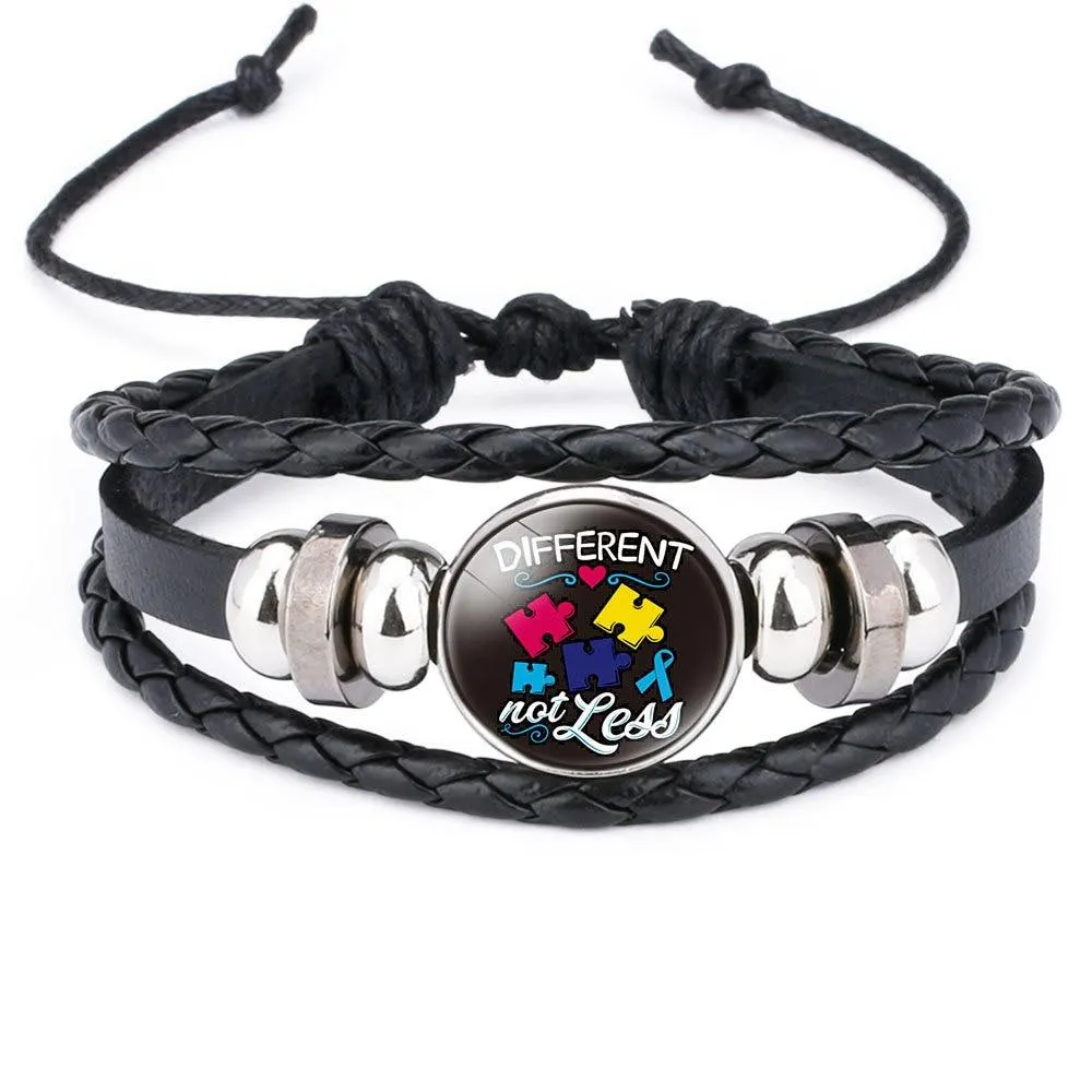 Autism My Child Is Autistic Bracelets Superhero Autism Asperger Buckle Leather Bracelet AUTISM MOM Jigsaw Bracelet