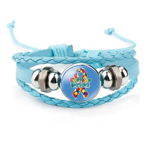 Autism My Child Is Autistic Bracelets Superhero Autism Asperger Buckle Leather Bracelet AUTISM MOM Jigsaw Bracelet