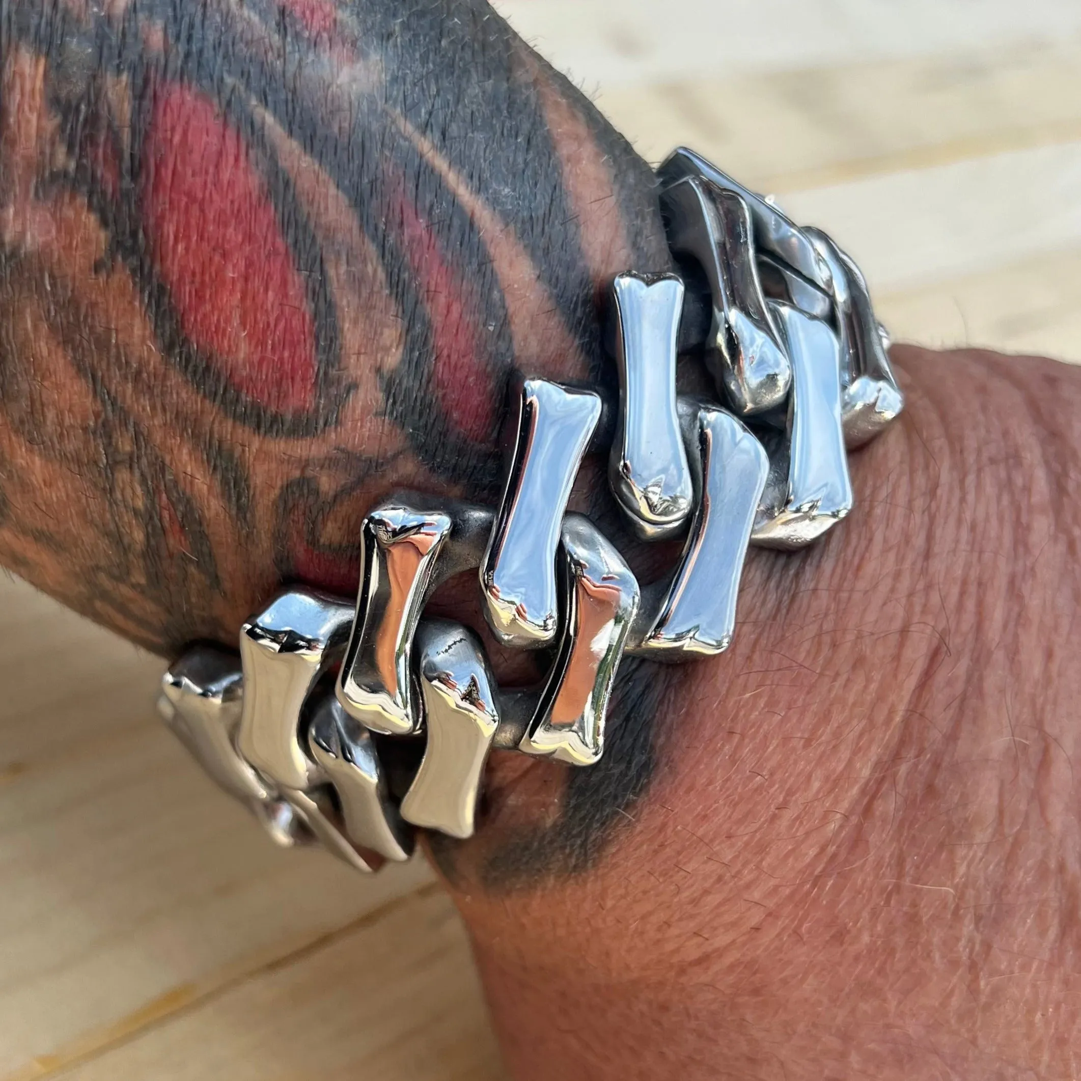 Bagger Bracelet - EASY BIKER - Bonez - Polished - 3/4” wide - B127