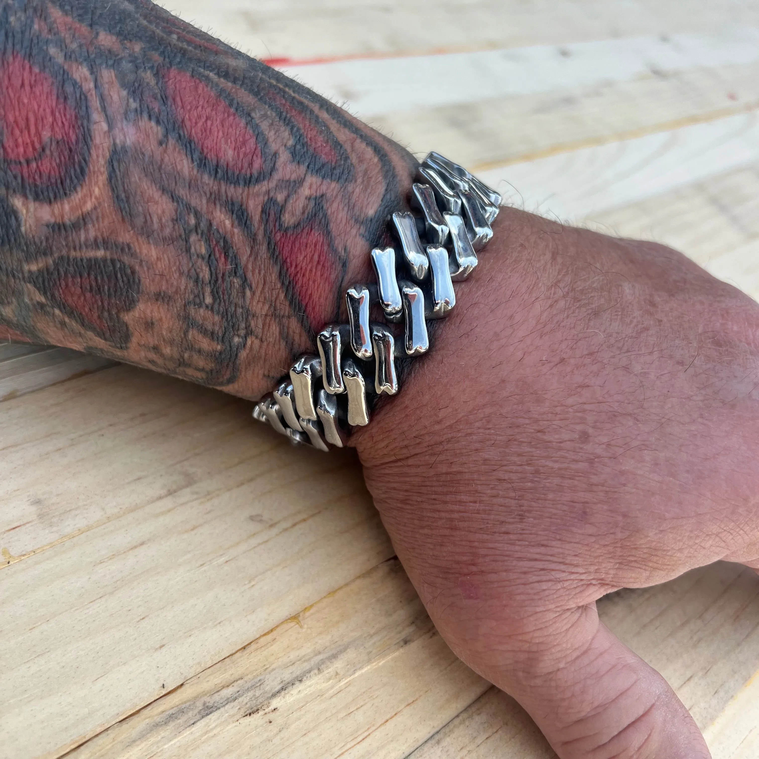 Bagger Bracelet - EASY BIKER - Bonez - Polished - 3/4” wide - B127