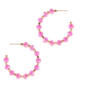 Barbie Theme Glass Bead Hoop Earrings