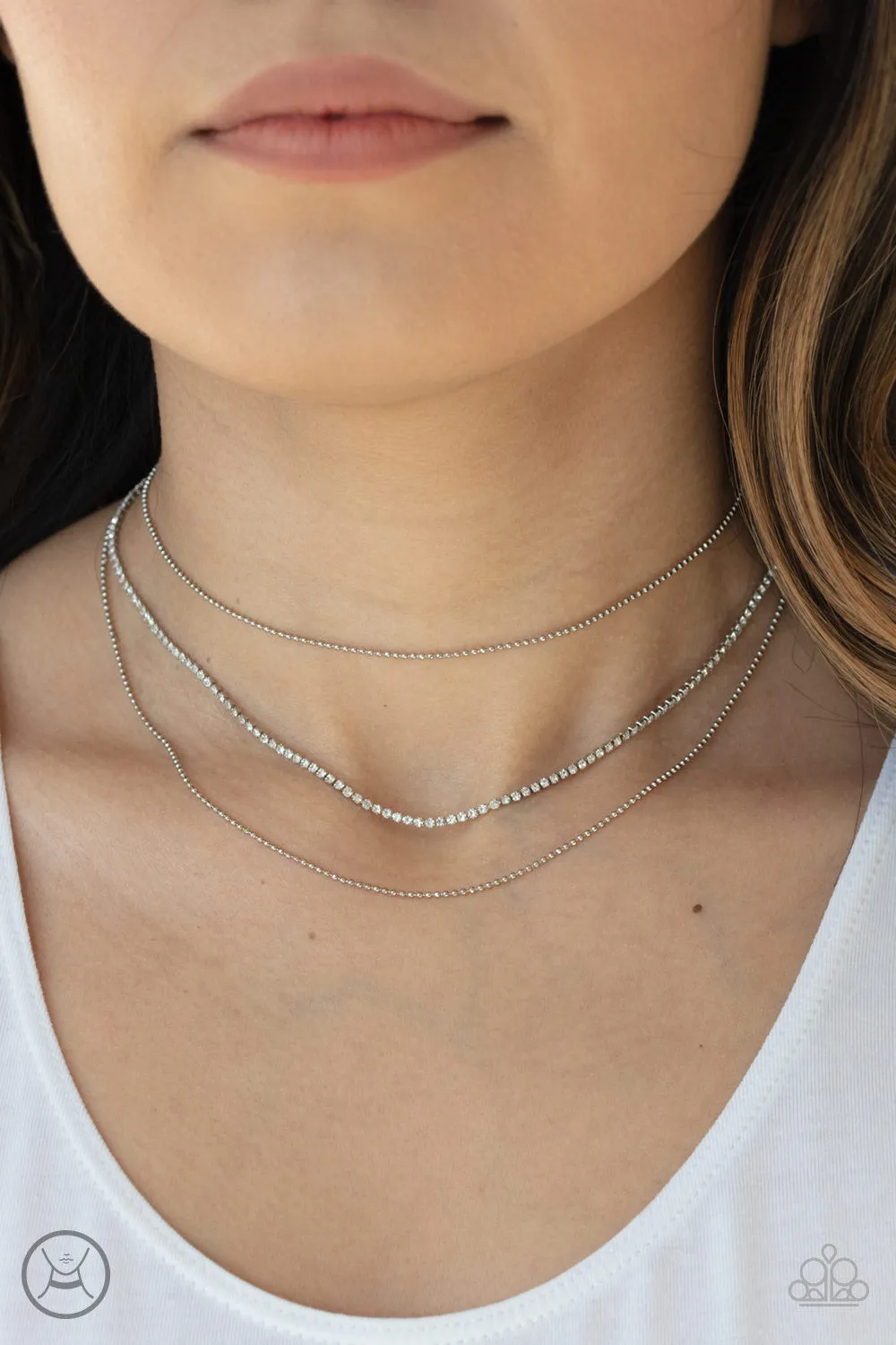 Battle of the Glitz White-Choker Necklace