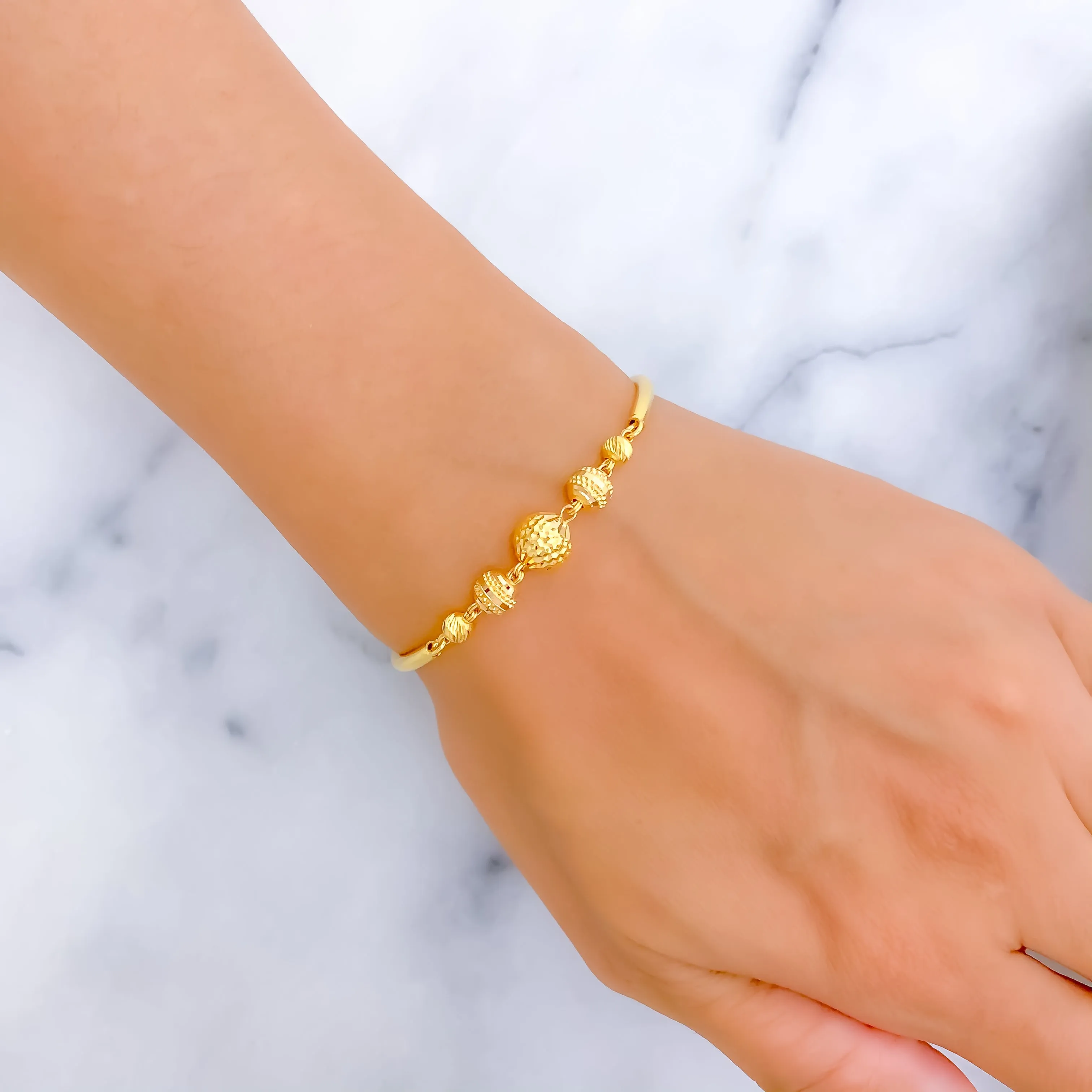 Beautiful Multi-Bead 22k Gold Flexi Bangle Bracelet