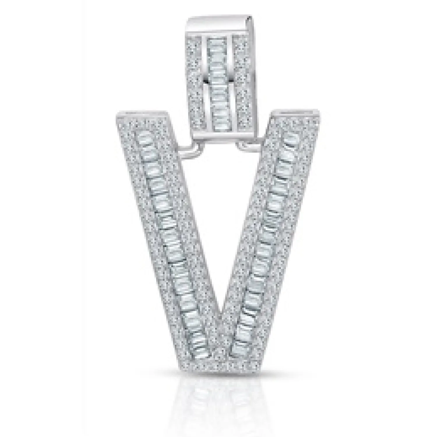 Better Jewelry Letter Pendant in .925 Sterling Silver w. CZ Baguette Stones