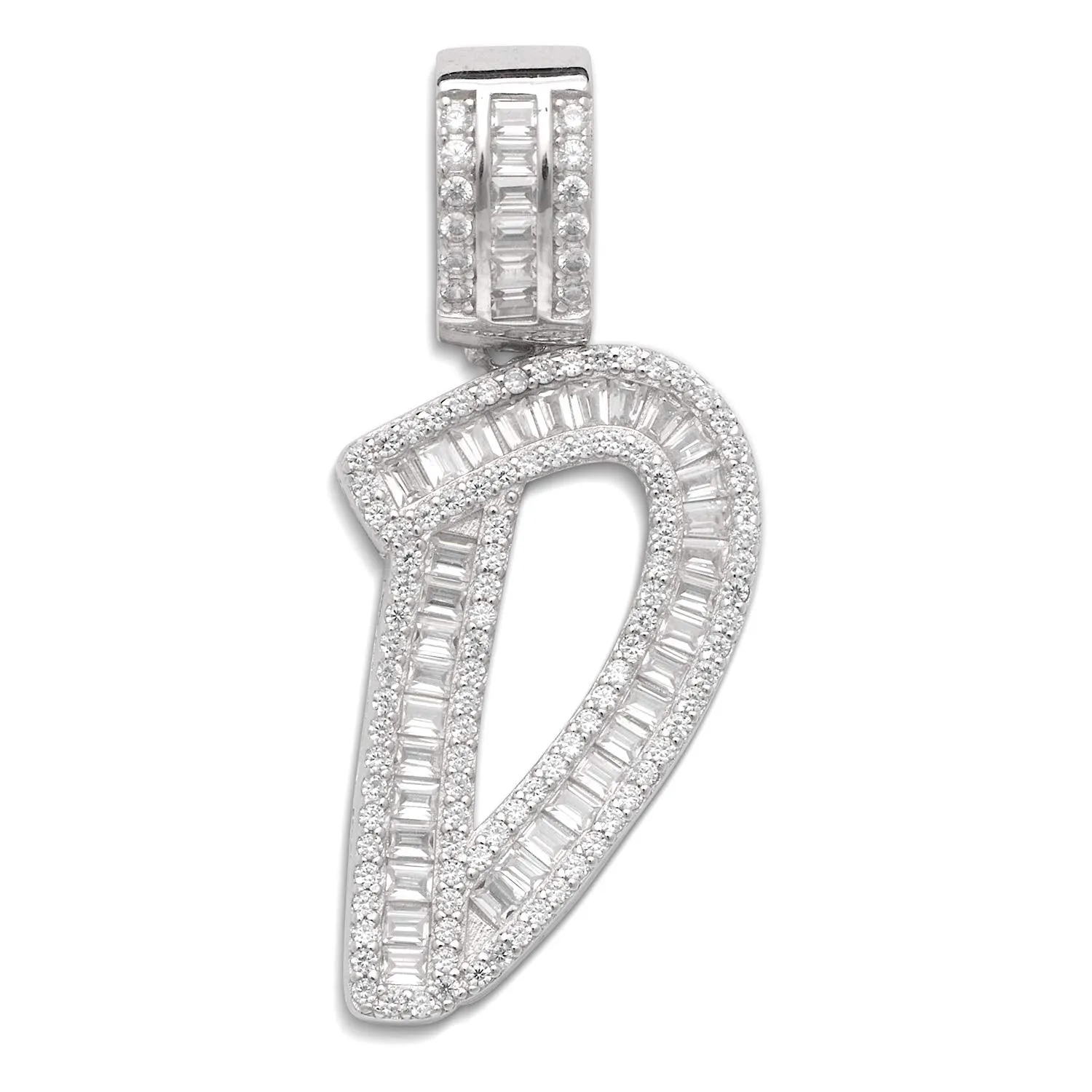 Better Jewelry Letter Pendant in .925 Sterling Silver w. CZ Baguette Stones