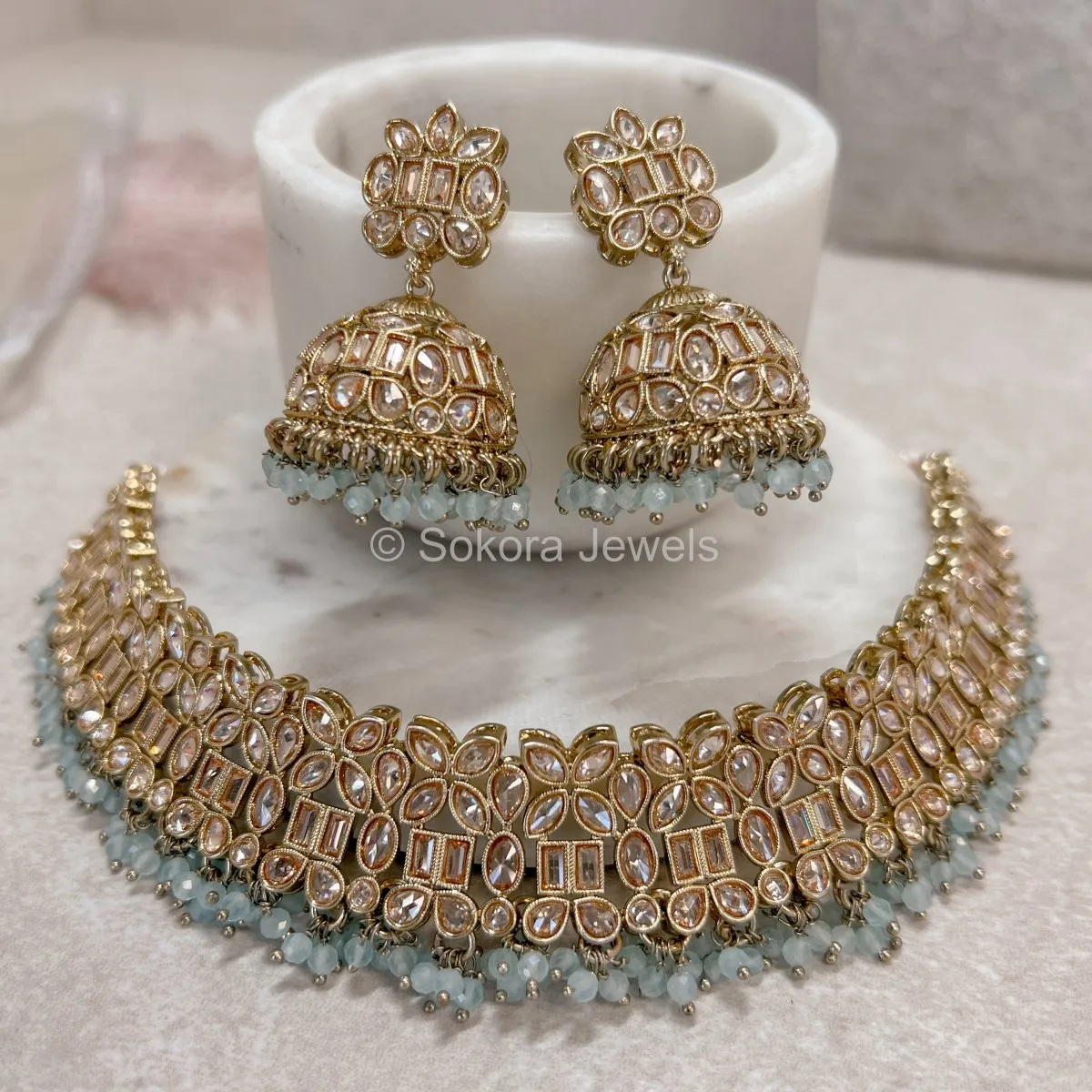 Bilkis Choker Set - Light Blue