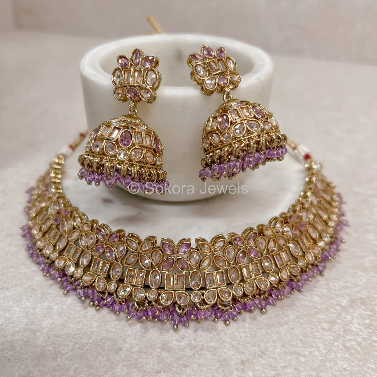 Bilkis Choker Set - Light Purple