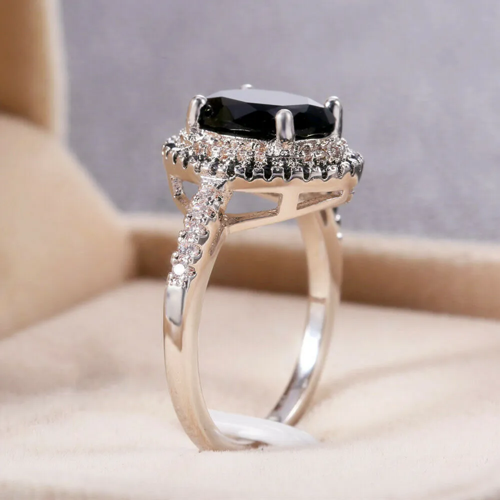 Black Onyx CZ Sterling Silver Ring