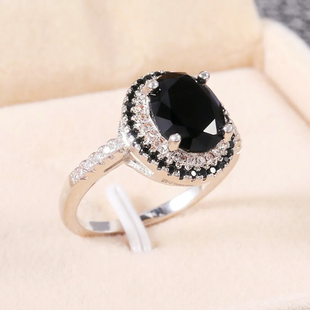 Black Onyx CZ Sterling Silver Ring