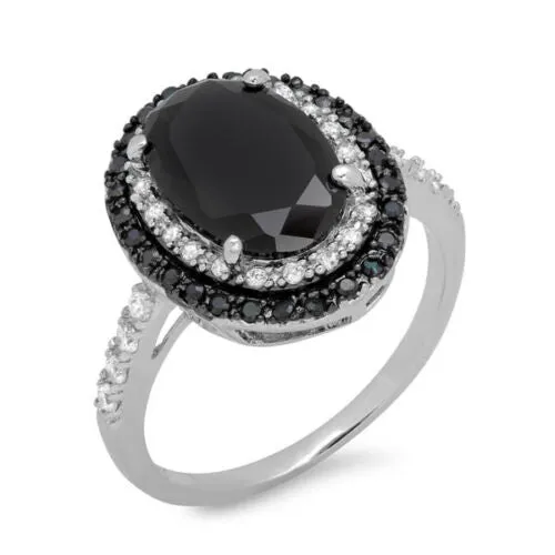 Black Onyx CZ Sterling Silver Ring